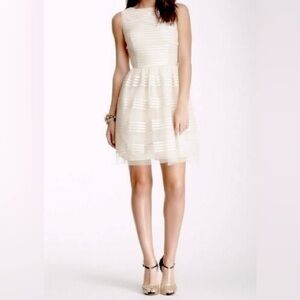 Betsy Johnson Cream & white tulle sequin open back mini dress